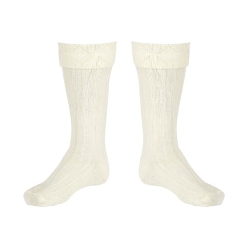 Scottish Bubbles And Square Kilt Hose for Men, Ribbed Socks for USA Shoe Sizes - color: Off-white, size: Medium