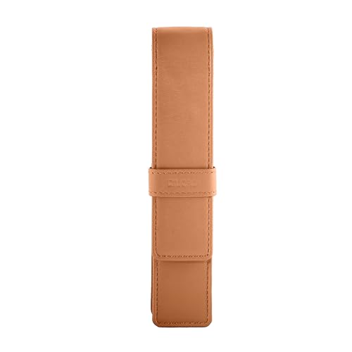 DiLoro Leather Single Pen Case Pencil Pouch Holder for One Fountain Ballpoint Rollerball Pen and Pencil (Tan) - color: Tan