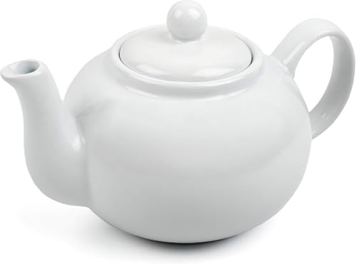 RSVP International Stoneware Teapot Collection, Microwave and Dishwasher Safe, 16 oz, White - color: White, size: 16 oz