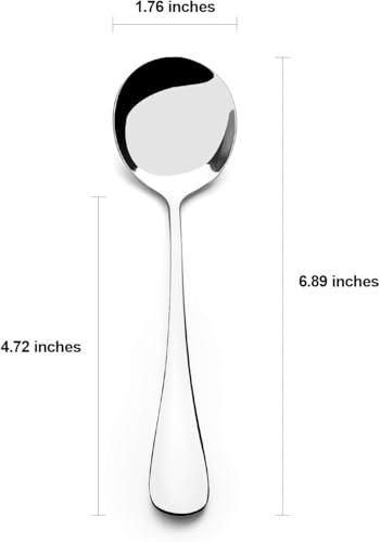12 Piece Soup Spoons, High Grade Stainless Steel Soup Spoons, Dishwasher Safe Spoons Silverware - size: 12