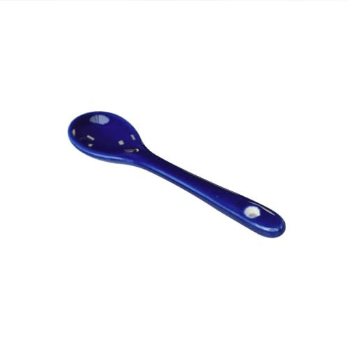 6 pcs Porcelain Egg Spoons Tea Spoon Ceramic Spoons 4.7 inch Coffee Dessert Yogurt Tea Milky Dark blue - style: Dark Blue