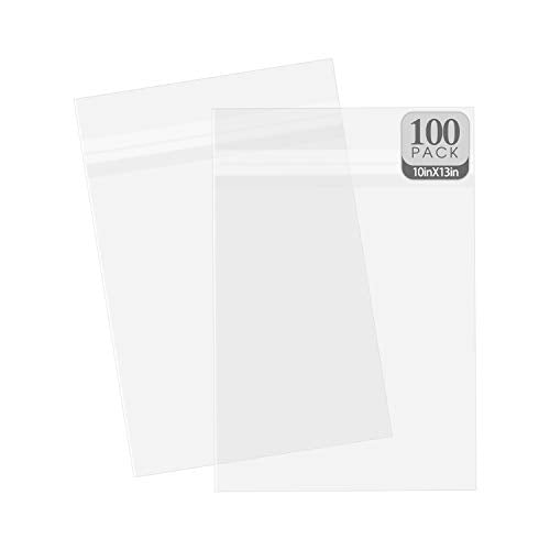 Golden State Art 10x13 Inch Crystal Sealed Clear Plastic Sleeves,100 Pack - size: 10-7/16 x 13-1/4