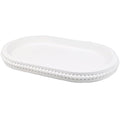 Hrastany White Oval Wood Coffee Table Serving Tray with Beads for Ottoman - color: Oval White, size: 15" x 9" x 1.2"