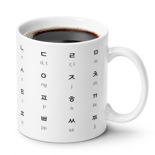 BICETTO Hangul Coffee Mug - Korean Alphabet Cup, K-Pop Gift Mineral White - color: Mineral White