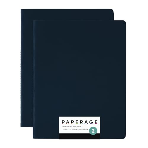 PAPERAGE Soft Cover Lined Journal Notebook, 2 Pack, (Navy), 100 Pages, Large 7.5 inches x 9.5 inches, College Ruled, Ideal for Note Taking & Travel Journal - color: Navy, style: Lined 100pgs (2 Pack)