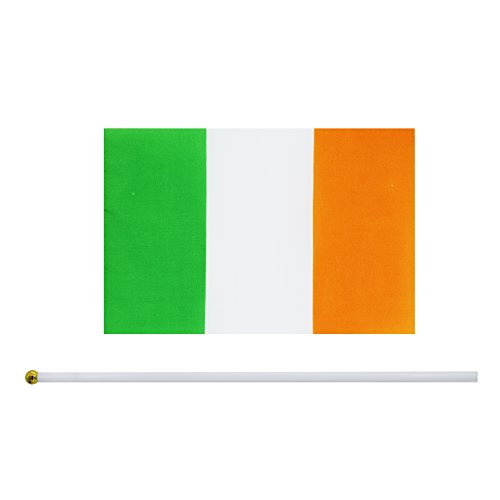 Kind Girl 25 Pack Ireland Flag,Irish Stick Hand Held Small Mini Round Top National Country Flags,Party Decorations Supplies for Parades,World Cup,Festival Events,International Festival. - color: Ireland