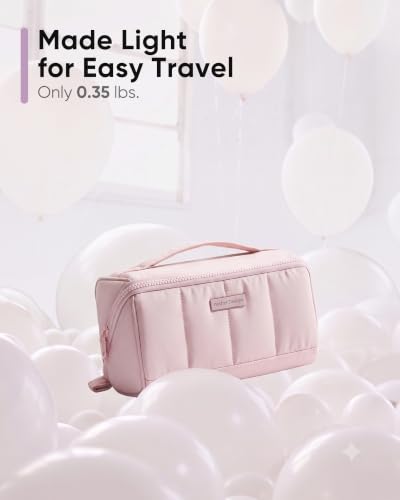 NISHEL Travel Makeup Bag for women, Organizer Pouch Cosmetic Case - color: Pink