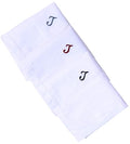 Monogrammed Handkerchiefs for Men 3-Pack Cotton, White Hankies - color: J