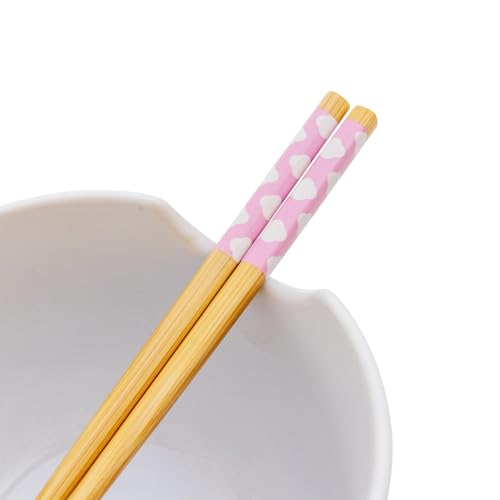 Silver Buffalo Sanrio Hello Kitty Rainbow Ceramic Ramen Dinnerware Set | Includes 20-Ounce Noodle Bowl and Wooden Chopsticks