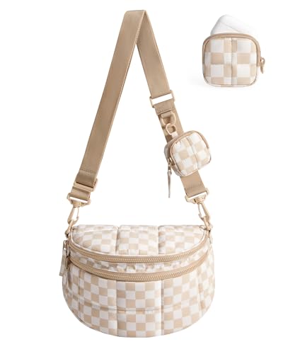BAGSMART Crossbody Bags for Women, Puffer Cute Bum Bag with Pouch - color: Checkered, size: 4.6L