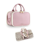 Prite Large Makeup Bag, Waterproof Travel Cosmetic Case with Brush Holder - color: Pink, size: Large