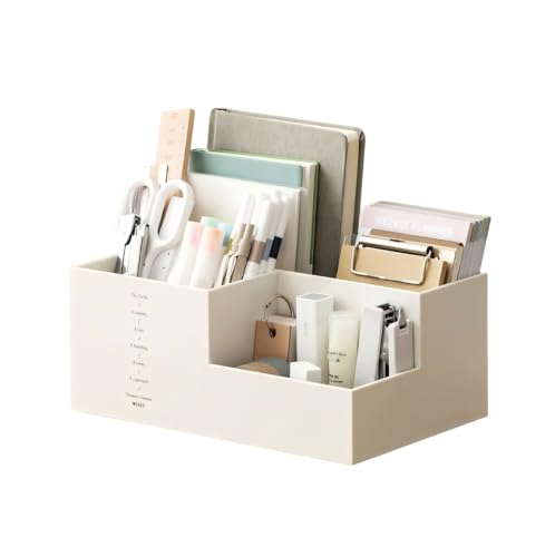 Jekelife Desktop Storage Organizer,3 Compartment Multi-Grid Desk Container,Open Wide Opening Hard Thickened Pen Holder for Office Stationery,Home Small Item, School Supplies Organization White - color: White, size: A