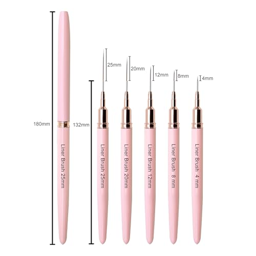 5Pcs Nail Art Brushes Kit - Pink - color: Pink