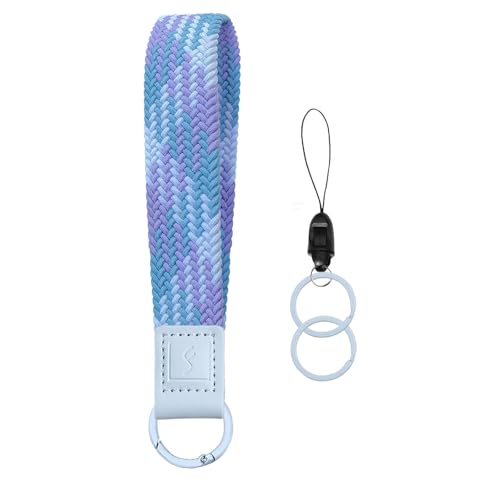 Fishent Stretchy Key Chain, Cute Keychain Wristlet, Upgraded Woven Wrist Lanyard for Keys, Key Chains for Women Men Car Keys ID Badges Card Wallet Phone, Lilac Blossoms - color: Lilac Blossoms