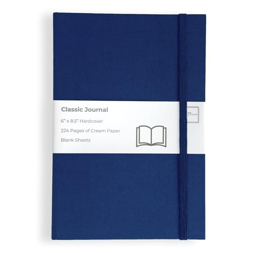 Portage Blank Hardcover Aesthetic Notebook Writing Journal – Bleed-Proof Paper Notepad for Journaling, High GSM, A5 Notebook, Cream Pages - Navy Blue, 6 x 8.5 Inches, 224 Pages - color: Navy Blue, size: Blank Pages