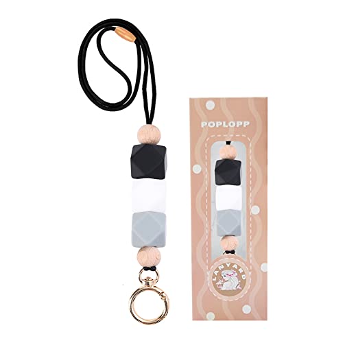 Teacher Lanyards for ID Badges and Keys, Cute Silicone Beaded Lanyard - color: Gold-004