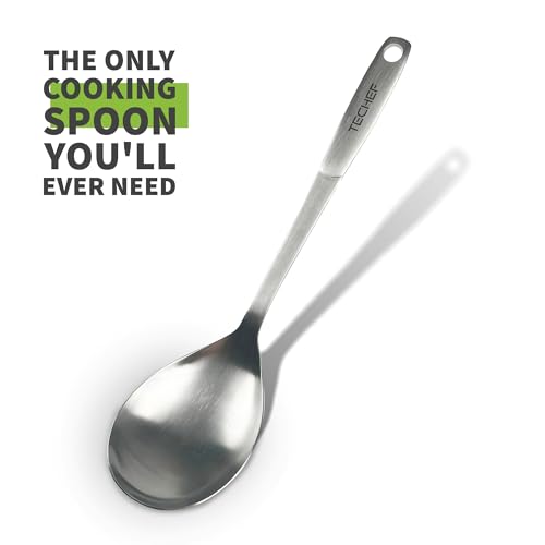 TECHEF ChefCore 304 Stainless Steel Cooking Spoon with Ergonomic Handle, One-Piece Unibody Design, Rustproof & Heat Resistant, 10.5" Serving Utensil – Made in Korea - size: Spoon