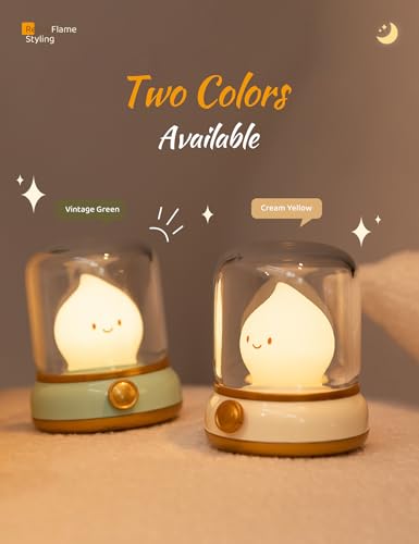 WANIDEA Night Light, Cute Night Light for Kids 2 Pack (Yellow and Green) - color: Flame Yellow and Green