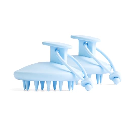 SEVENY Soft Silicone Shampoo Brush, Blue, Pack of 2 - color: Blue