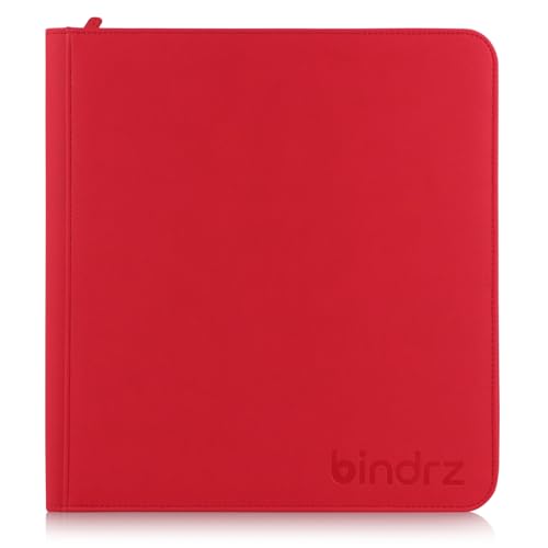 bindrz 12 Pocket Zipper Binder for 480 Sleeved Trading Cards (Red) - color: Red