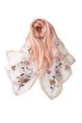 Jeelow Long Silk Blend Embroidered Floral Shawl Scarf Wrap for Women - color: Rose Beaded Pink