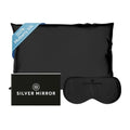 100% Silk Sleep Essentials Set in Black: Pillowcase and Eye Mask - color: Black