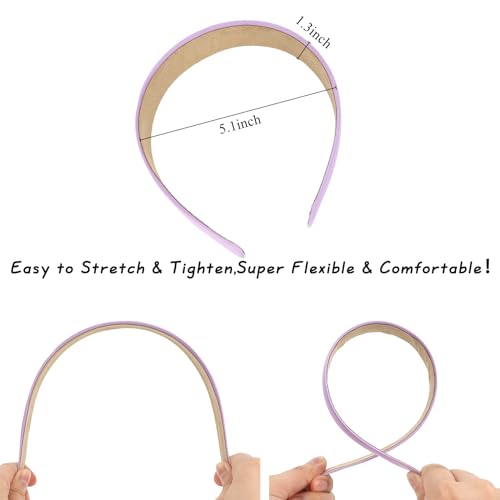 Wecoe Hairband, 10 Pack Satin Headbands Women 1.3 Inch Wide White Blue Pink Purple Red Orange Yellow Green, Non Slip Fashion Hair Bands Diy Holiday Costume Hair Accessories Women Girls - color: Multi-color F
