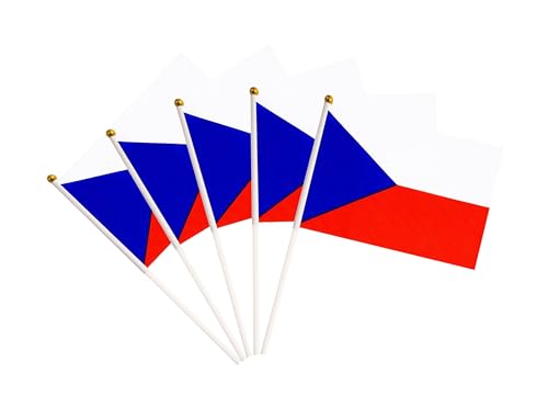 50 Pack Czech Republic Czechia Flags Small Mini Hand Held Czech Republic Czechia on Stick Flags, Miniature National Country Flags,Party Decorations Supplies for Parades,International Festival - color: Czechia