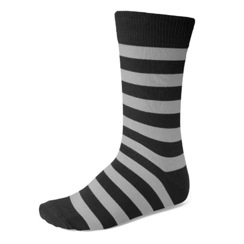 tiemart Men's Socks, Fits Men's Shoe Sizes 8-12 - color: Black and Silver Striped