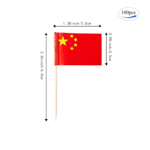 mflagperft China Toothpick Flags 100 Pack, Chinese Flag Cocktail Picks - color: China