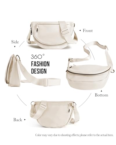 Crescent Bag for Women,Medium Nylon Crescent Bag Single Shoulder Bag - color: beige
