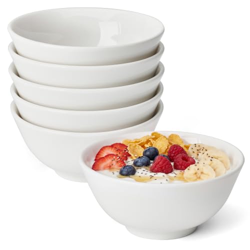 Sweese 10 oz Small Ceramic Bowls Set of 6, 4.8 Inch White Serving Bowls for Yogurt, Fruit, Dessert, Snacks and Small Portions, Stackable Porcelain Bowls for Everyday Use - color: White, size: 10oz (Medium)