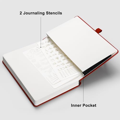 RETTACY Dotted Journal Notebook, 320 Numbered Pages, A5 (5.7'' × 8.3'') - color: Red