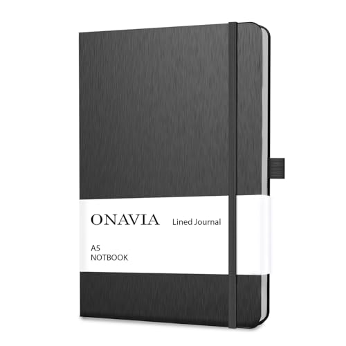 ONAVIA A5 Notebooks for Work, Lined Journal, 160 Pages - color: Black