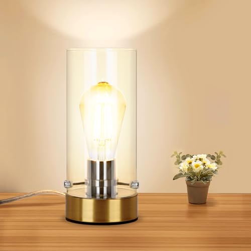 Table Lamp for Bedroom Living Room, Bedside Modern Nightstand Lamp - color: Gold-Clear