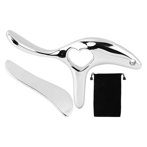 Metal Massage kit, Trigger Point Massage Tool + Gua Sha Muscle Scraper for Deep Tissue Massager, Lymphatic Drainage Massager Fascia Release Tools for Neck, Shoulder, Back, Face(Silver)
