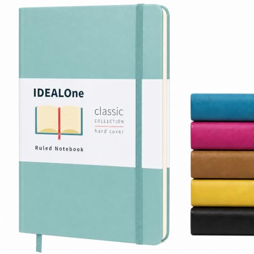 IDEALOne Dotted Hardcover Leather Journal Notebook Lined–A5 (5.7x8), College ruled Journaling Notebooks,160 pages, 100GSM Thick Paper, Journal for Women, Men, Notebooks for Work, Journals for Writing(Mint) - color: Mint Dotted, size: Single