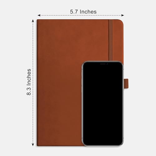 RETTACY Dotted Journal Notebook, 320 Numbered Pages, A5 (5.7'' × 8.3'') - color: Brown