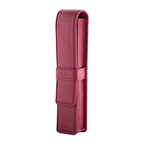 DiLoro Leather Single Pen Case Pencil Pouch Holder for One Fountain Ballpoint Rollerball Pen and Pencil (Red) - color: Red