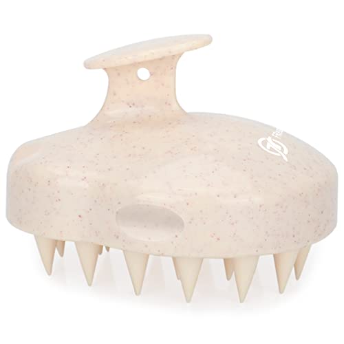 FREATECH Scalp Massager Hair Growth, Scalp Scrubber Shampoo Brush with Soft Silicone Bristles for Dandruff Removal and Hair Care, Wet & Dry Hair Massager Scalp Exfoliator, Beige - color: Beige