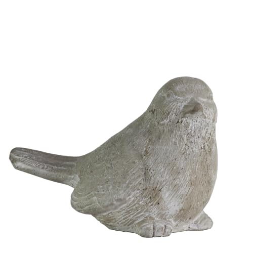 Sitting Bird Cement Figurine, Gray Concrete-Style Finish, 7.5 Inch - size: 4"L x 7.5"W x 5"H