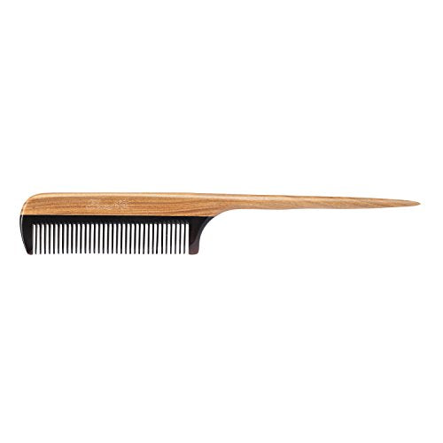 Breezelike Hair Comb for Women, Fine Tooth Detangling Wooden Tail Comb - color: Buffalo Horn Teeth and Sandalwood Handle