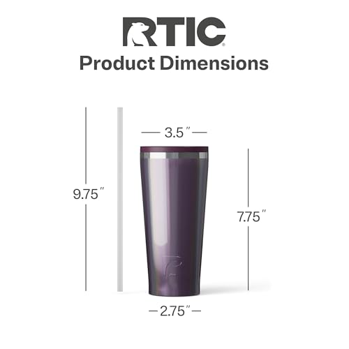 RTIC 20oz Everyday Tumbler, Insulated, Ceramic Lined, Plum Glitter - color: Plum Glitter, size: 20 Ounces
