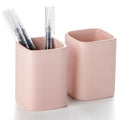 Ceramic Pen Holder Set of 2, Pencil Cup for Desk, Matte pink - color: Matte pink