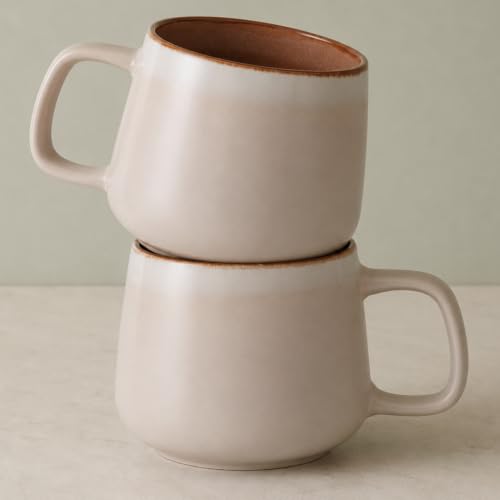Ava Nord Large Stoneware Ceramic Coffee Mugs Set of 2 | 20 oz | Rose Sand - color: Rose Sand, size: 20 Oz
