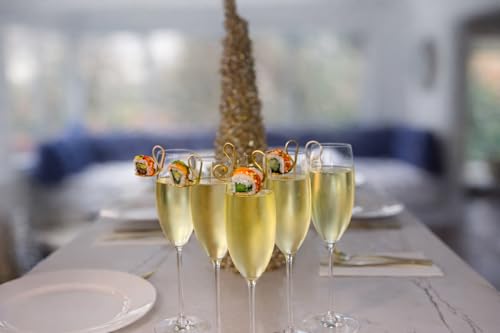 FLUTESPOON™ Appetizer Spoon for Champagne, Wine & Cocktails, Rim-Hanging Stainless Steel Serving Spoon, Set of 4 - color: Gold