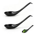Asian Soup Spoons 2pcs Meal Spoon Black Long Handle Spoon with Hook