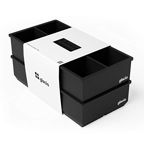 Ice Cube Molds, 2 Pack Silicone Trays for 8 Large Square Cubes - color: Black