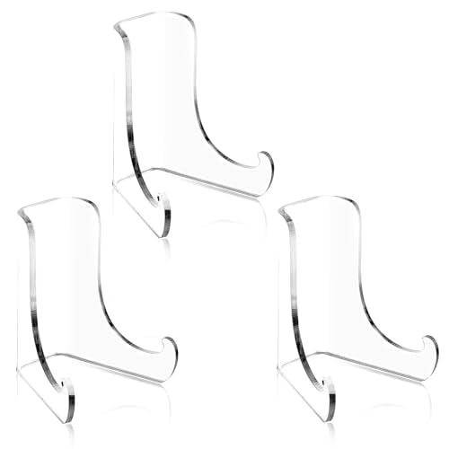 3 PCS Acrylic Plate Stands, Acrylic Picture Stands Clear Easels Display Stand Picture Frame Easel Stand with Deep Support Shelves for Display Cards Photo Book Table Top Holder Home Decors (3 Inch )