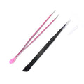2 Pcs/Set Straight Nail Tweezers Probe Tips Metal Tweezers with Silicone Pressing Head for Nail Art, Picking Gems Rhinestones Acrylic Gel Stickers Eyelash Extensions
